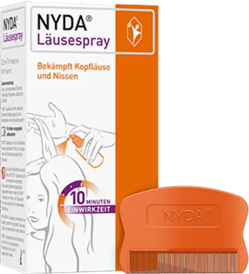 NYDA Läusespray - Arzneimittel zur effektiven Bekämpfung von Kopfläusen, Larven und Nissen durch physikalische Erstickung – ideal für die gesamte Familie.