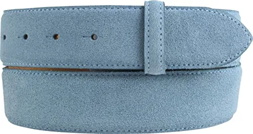BELTINGER Wechselgürtel aus Veloursleder ohne Schnalle – Jeansblau 100 cm - Hochwertiger Druckknopf-Gürtel aus echtem Veloursleder, 40mm breit. Ideal für individuelle Größenanpassung und schnellen Wechsel der Gürtelschnallen. Perfekt für Freizeit und Büro.