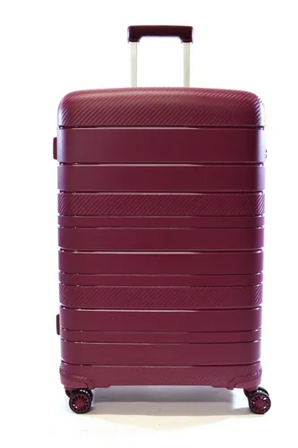 Zimmert Leather Trolley SCROLL-LIGHT bruchsicheres Polypropylen, 4 Rollen, 4 Rollen S 55 M 66 L 75 cm, 4 Rollen, Grau, Rot, Lila Blau, Schwarz