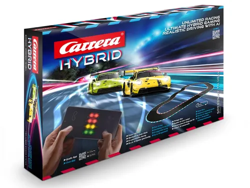 Carrera HYBRID Speedway to Hell I - Rennspaß der neuen Generation mit Porsche 911 GT3 R im Maßstab 1:50, innovative Hybrid-Technologie und intuitive Steuerung per Smartphone-App