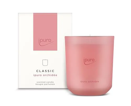 ipuro Classic Duftkerze ORCHIDÉE - Fruchtige Eleganz im Glas - Kerzen im Glas mit fruchtigen Noten von sizilianischer Limone und Pfirsich, ideal für eine fröhliche Atmosphäre und ein stilvolles Wohnambiente.