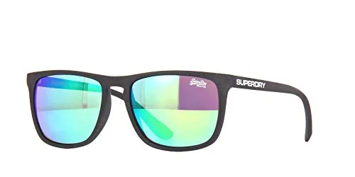 Superdry Shockwave 182 Sportbrille - Sportbrille mit mattem grauen Rahmen und lila/grünen Spiegelgläsern, ideal für aktive Outdoor-Aktivitäten und UV400-Schutz.