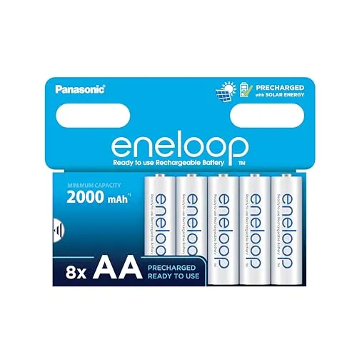eneloop AA/Mignon Packung mit 8 NI-MH-Akkus, NEU mit verbesserter Mindestkapazität von 2000 mAh