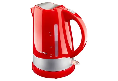 Privileg Wasserkocher 747547, 1,7 l, 2200 W – Schnelles Kochen - Leistungsstarker Wasserkocher mit flachem Heizelement für schnelle Ergebnisse. Elegantes Design in Rot oder Schwarz, perfekt für jedes Frühstück.