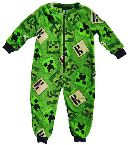 Minecraft Jumpsuit MINECRAFT Kinder Jumpsuit Overall Pyjama Strampelanzug Jungen + Mädchen 3 4 5 6 7 8 9 10 Jahre Gr: 98/104 110/116 122/1280134/140
