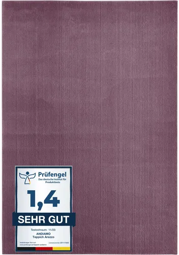 Andiamo Teppich Arezzo, rechteckig, 16 mm Höhe - Kurzflor-Teppich mit weichem, waschbarem Flor, ideal für Wohnzimmer und Schlafzimmer. Strapazierfähig und haustierfreundlich, pflegeleicht und in verschiedenen Farben erhältlich.