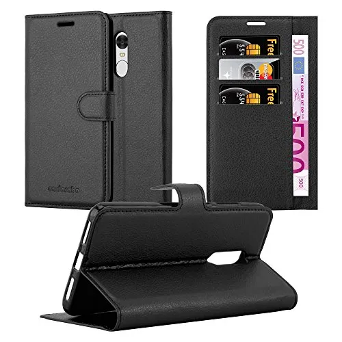 Cadorabo Hülle kompatibel mit Xiaomi RedMi Note 4 Handyhülle aus Kunst Leder Flip Klappbare Stoßfeste Magnetische [Standfunktion] [Kartenfächern] Cover Hülle für Xiaomi RedMi Note 4 Tasche in Schwarz
