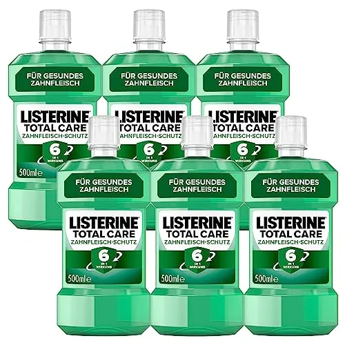 Listerine Total Care Zahnfleisch-Schutz Mundspülung Multipack - Mundspülung mit 6 in 1 Wirkung für gesundes Zahnfleisch, bekämpft Bakterien und verhindert Zahnbelag. Erfrischt den Atem bis zu 24 Stunden – ideal für die tägliche Mundhygiene.