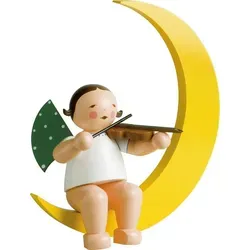 Wendt & Kühn Engelfigur Engel mit Geige im Mond, groß, Original Erzgebirge