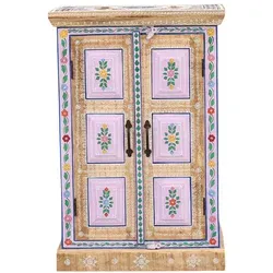 Kommode Adya 94cm – Handbemalte Ethno Kommode aus Holz - Einzigartige Kommode im böhmischen Ethno-Stil, handbemalt mit floralen Mustern. Ideal für Wohnzimmer, Schlafzimmer oder Flur, bietet Stauraum und künstlerischen Ausdruck.