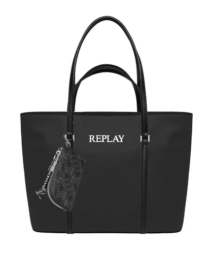 REPLAY Schultertasche Shopper mit Pouch Black - Handtaschen mit geräumigem Hauptfach, ideal für DIN A4 und inklusive abnehmbarer Utensilientasche für praktische Aufbewahrung.