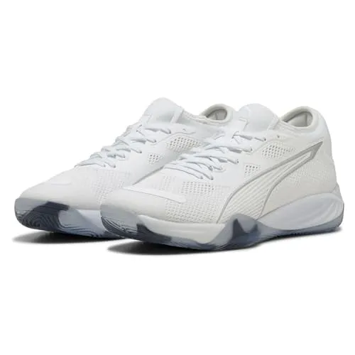 Puma Eliminate Nitro SQD 4 - Weiße Indoorschuhe mit optimalem Support - Indoorschuhe für maximale Performance, entwickelt für dein Spiel mit Dual-Compound NITRO SQD für Dämpfung, Reaktionsfähigkeit und seitliche Stabilität.