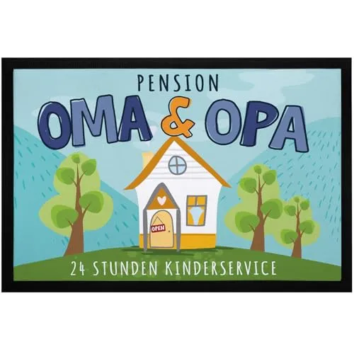 SpecialMe® Fußmatte Geschenk Pension Oma und Opa Großeltern Geschenkidee Weihnachten rutschfest & waschbar Blau 60x40cm
