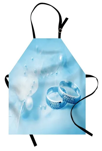 Abakuhaus Kochschürze Höhenverstellbar Klare Farben ohne verblassen, Hellblau Trauringe Pearls