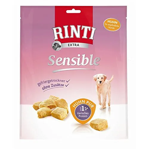 Rinti Sensible Snack Huhn - 9 x 120 g - Hundefutter: Single-Protein Snacks für sensible Hunde, ideal für Allergiker, vakuum-gefroren für maximale Frische und ohne Zusätze.