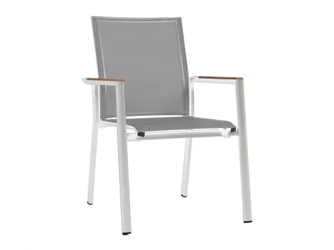 Zebra Fly Sessel Aluminium white mit Armlehnen aus Teakholz 4025806062409