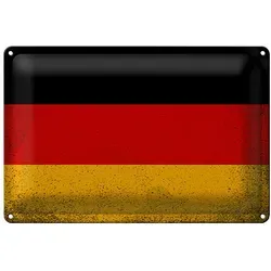 Roomando Metallschild Blechschild Flagge Deutschland 30x20cm Flag Germany Vintage 30x20