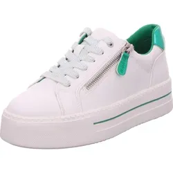Jana Damen Plateau Sneaker Vegan mit Reißverschluss, Weiß (White/Green), 41 EU - Damen-Sneaker mit optimaler Passform für breite Füße, 100% vegan und ideal für den sportlichen Freizeit-Look.