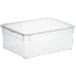 Rotho Aufbewahrungsbox CLEAR, transparent, 10 Liter - Praktische und robuste Aufbewahrungsbox aus hochwertigem Kunststoff. Ideal für Ordnung und Stauraum mit einem Fassungsvermögen von 10 Litern. Maße: 26,5 x 14 cm.