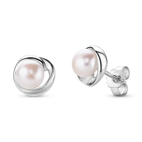 MIORE Damen Ohrringe aus 925 Sterling Silber mit Süßwasser-Zuchtperlen - Elegante Ohrringe aus 925 Sterling Silber mit hypoallergenen weißen Süßwasser-Zuchtperlen. Perfekt für jeden Anlass und stilvoll verpackt in einer edlen Schmuckbox.