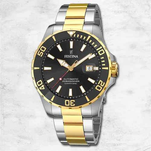Festina Herrenuhr Automatik F20532/2 - Elegante Armbanduhr für Herren mit mechanischem Automatikwerk, wasserdicht bis 20 bar und großem Edelstahlgehäuse (44mm), ideal für stilbewusste Männer.