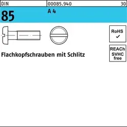 Flachkopfschraube DIN 85/ISO 1580 Schlitz M6x12 A4 - 200 Stück - Hochwertige Flachkopfschrauben DIN 85 A4 mit Schlitz, ideal für vielseitige Anwendungen. Lieferung in praktischer Verpackung mit 200 Stück für Ihre Projekte.