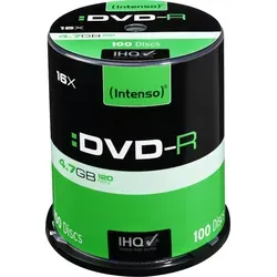Intenso DVD-R 4,7GB - 100er Cakebox, kratzfest und ideal für Pre-Mastering und Videoprüfungen