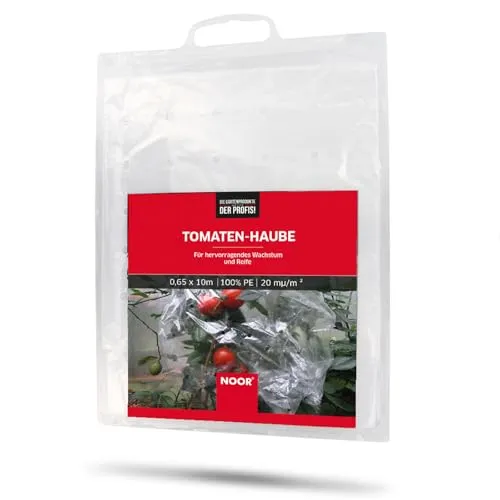 NOOR Tomatenhaube gelocht - transparente Folie 65 cm x 10 m - Schutzfolie für Tomatenpflanzen gegen Regen - Tomatenschutz für optimales Mikroklima - HDPE Gartenfolie 20mµ/m ² für Gemüse und Obst