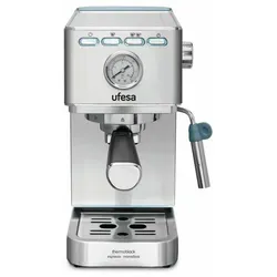 Ufesa CE8030 Milazzo Espresso- und Cappuccino-Kaffeemaschine - Siebträgermaschine mit 20 Bars und 1350W, Thermoblock-System für schnelle Zubereitung und einstellbarem Dampfgarer für perfekten Milchschaum.