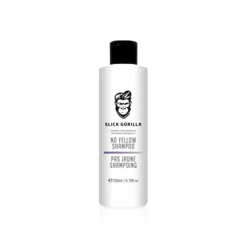 Slick Gorilla No Yellow Blonde Shampoo, Color Correcting Purple Shampoo entfernt messingfarbene Töne, reinigt, stärkt für blonde, graue, silberne, aschige, vegane Haarprodukte, 200 ml
