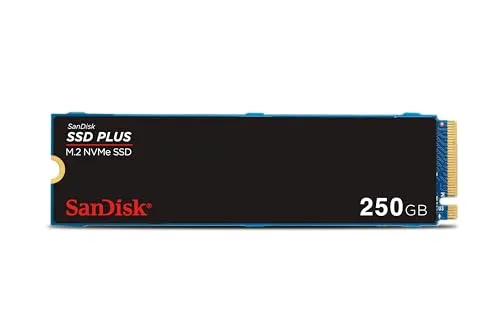 SanDisk SSD PLUS M.2 NVMe SSD 250 GB (M.2 2280, PCIe Gen 3.0, einfache Installation, Western Digital Dashboard, 3 Jahre Garantie)