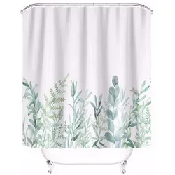 M&W DAS DESIGN Duschvorhang Shower curtains Anti schimmel Waschbar Grüne Pflanzen Breite 180 cm 180 cm x 180 cm