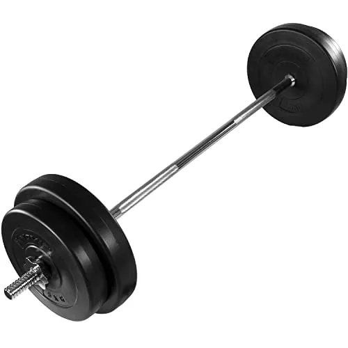 MOVIT Langhantel Set 30kg - Ideal für Ihr Workout - Kugelhanteln für effektives Gewichtheben, 30kg Gesamtgewicht mit robusten Hantelscheiben für optimale Trainingsvielfalt.