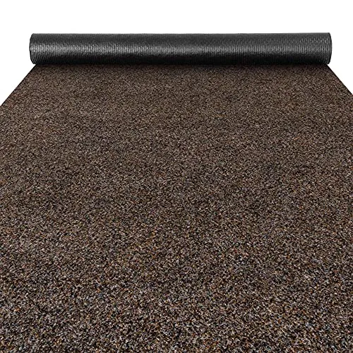 ANRO Fußmatte Schmutzfangmatte Teppich Läufer Sauberlaufmatte rutschfest Indoor Outdoor abwaschbar für Flur Eingang Poet Meterware Braun 100 x 100 cm (Rechteckig)