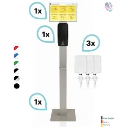 SET: Desinfektionsspender SENSOR Cosmos +Bodenständer Edelstahl +Infotafel +3x 1-Liter Hautdesinfektion +prof. Hygieneplan