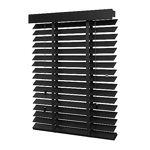 Ventanara® Holzjalousie 50mm – Echtholz Jalousette in Schwarz (110 x 250 cm) - Echtholz-Jalousie in Schwarz matt, 110 x 250 cm, mit 50 mm breiten Lamellen. Perfekte Lichtregulierung und kinderleichte Montage für jeden Raum. Höchste Qualität und stilvolles Design für Ihr Zuhause.