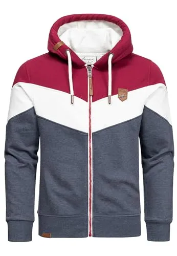 Amaci&Sons Herren Sweatjacke Kapuzenpullover 4069 Bordeaux/Weiß/Blau XL - Stylische Herren Sweatjacke mit Kapuze und Zipper, ideal für Freizeit und Sport. Bequemer Schnitt und modische Farben sorgen für ein angenehmes Tragegefühl.