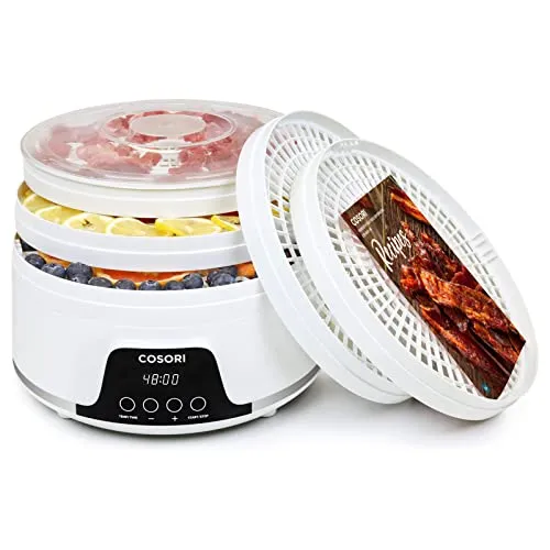 COSORI Dörrautomat mit 5 Tabletts - Dörrautomaten für Fleisch, Gemüse und Snacks, mit präziser Temperaturregelung von 35-75 °C und leiser Betriebsweise unter 47 Dezibel. Inklusive 50 Rezepten und lebenslanger Unterstützung.