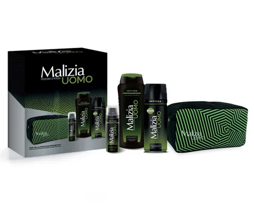 Malizia Uomo Vetyver Geschenkset für Männer mit Kulturtasche