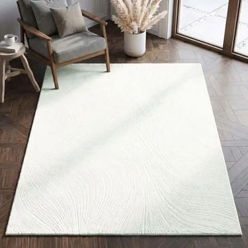 Vimoda Teppich - Boho Design in Creme, 200x290 cm - Moderner Kurzflor-Teppich für Wohnzimmer, Schlafzimmer und Flur, mit Hoch-Tief-Effekt für dynamische Optik und rutschfester Unterlage für Sicherheit.