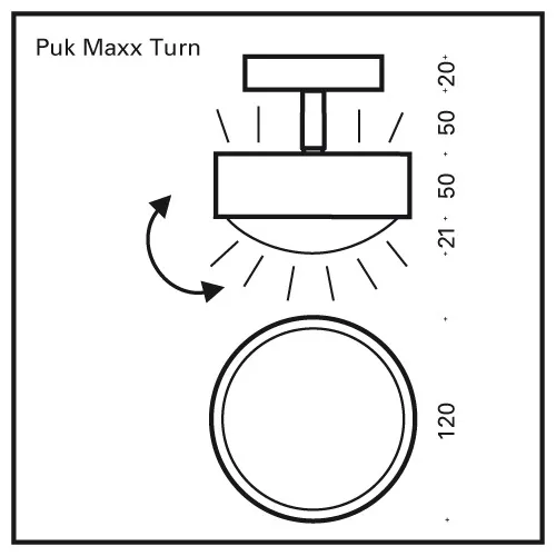 Top Light LED-Deckenleuchte PUK MAXX TURN (Up- & Downlight) chrom matt 2-3038001 4251349309668