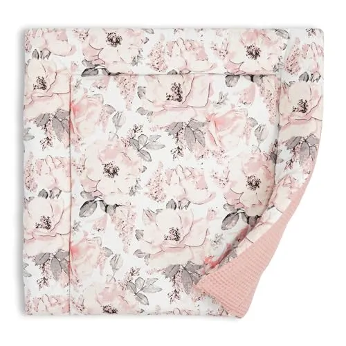 Wickelauflage Wickelunterlage aus Baumwolle 75x72 cm - Weich und waschbar Wickelunterlage für Babys Wickelmatte aus Stoff für Wickeltisch Wickelkommode oder Waschmaschine 75 x 72 Wilde Rose