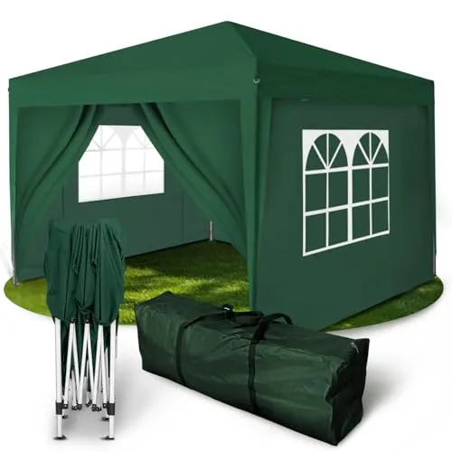 Kronenburg Faltpavillon 2x2 m - Wasserdicht und UV-Schutz - Gartenlauben: 100% wasserdichter Faltpavillon mit UV-Schutz 50+, ideal für Gartenpartys, inklusive 4 Seitenteilen und Tragetasche für einfachen Transport.