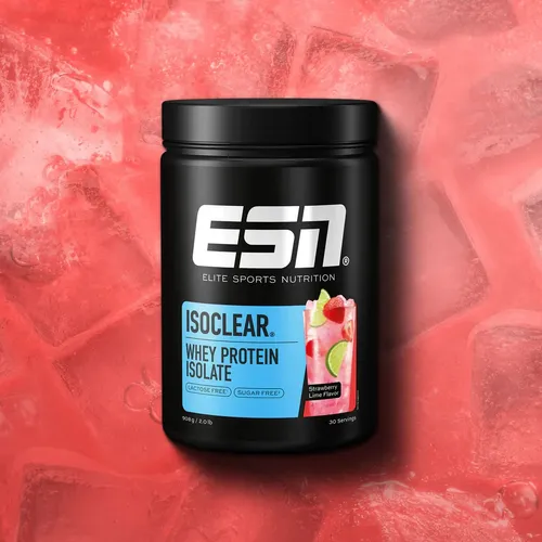 ESN ISOCLEAR Whey Isolate Protein Pulver Strawberry Lime, 908 g - Molkenproteine mit fruchtig erfrischendem Geschmack, nahezu 0% Zucker und 0% Fett für effektives Gewichtsmanagement und Muskelaufbau.