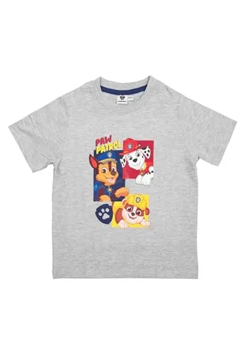 Paw Patrol T-Shirt für Jungen Chase, Marshall & Rubble Kinder Shirt kurzärmlig Grau (DE/NL/SE/PL, Numerisch, 122, 128, Regular, Grau)