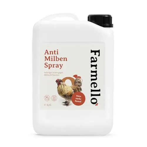 Farmello Anti Milbenspray Hühner 2,5l - Hochwirksamer Sofortschutz gegen Milben & Parasiten als Kontakt- & Umgebungsspray - Zur Vorbeugung & bei akutem Befall