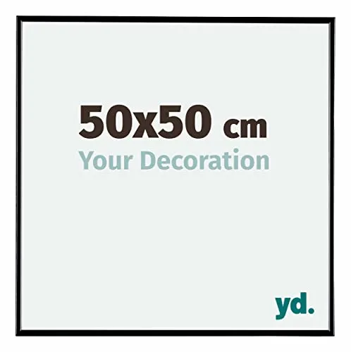 Your Decoration - Bilderrahmen 50x50 cm - Schwarz Hochglanz - Bilderrahmen aus Kunststoff mit Acrylglas - Antireflex - 50x50 Rahmen - Evry