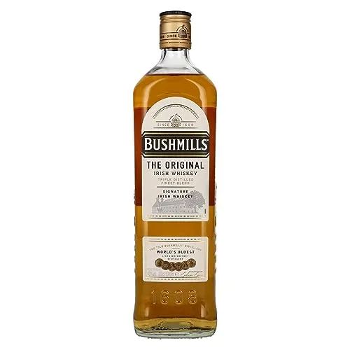 Bushmills Irish Whiskey Triple Distilled - 1,0 L, Smooth & Mellow - Whisky aus Irland mit 40 % Vol., dreifach destilliert für einen besonders sanften Geschmack. Ideal für Genießer!