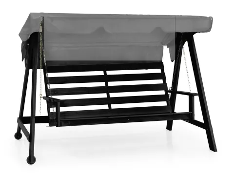 Brafab Kornhult Hollywoodschaukel 219x158cm Kiefer schwarz, rollbar, ohne Dachtextilen 7393260031475