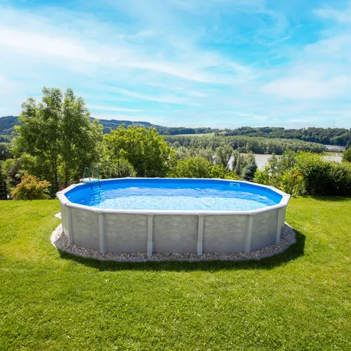 Steinbach Stahlwand Swimming Pool Set "Grande oval", 732 x 366 x 135 cm - Swimmingpools, Luxusmodell mit stabiler Stahlwand für langlebigen Badespaß im eigenen Garten.